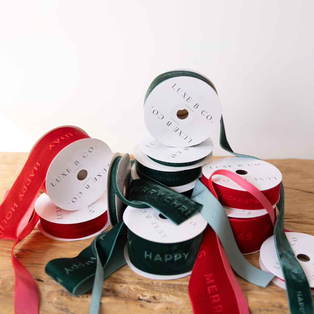 Merry Christmas Ribbon Velvet Red - Medium