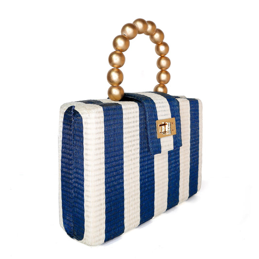 Navy Stripe Clutch Bag - Soli & Sun