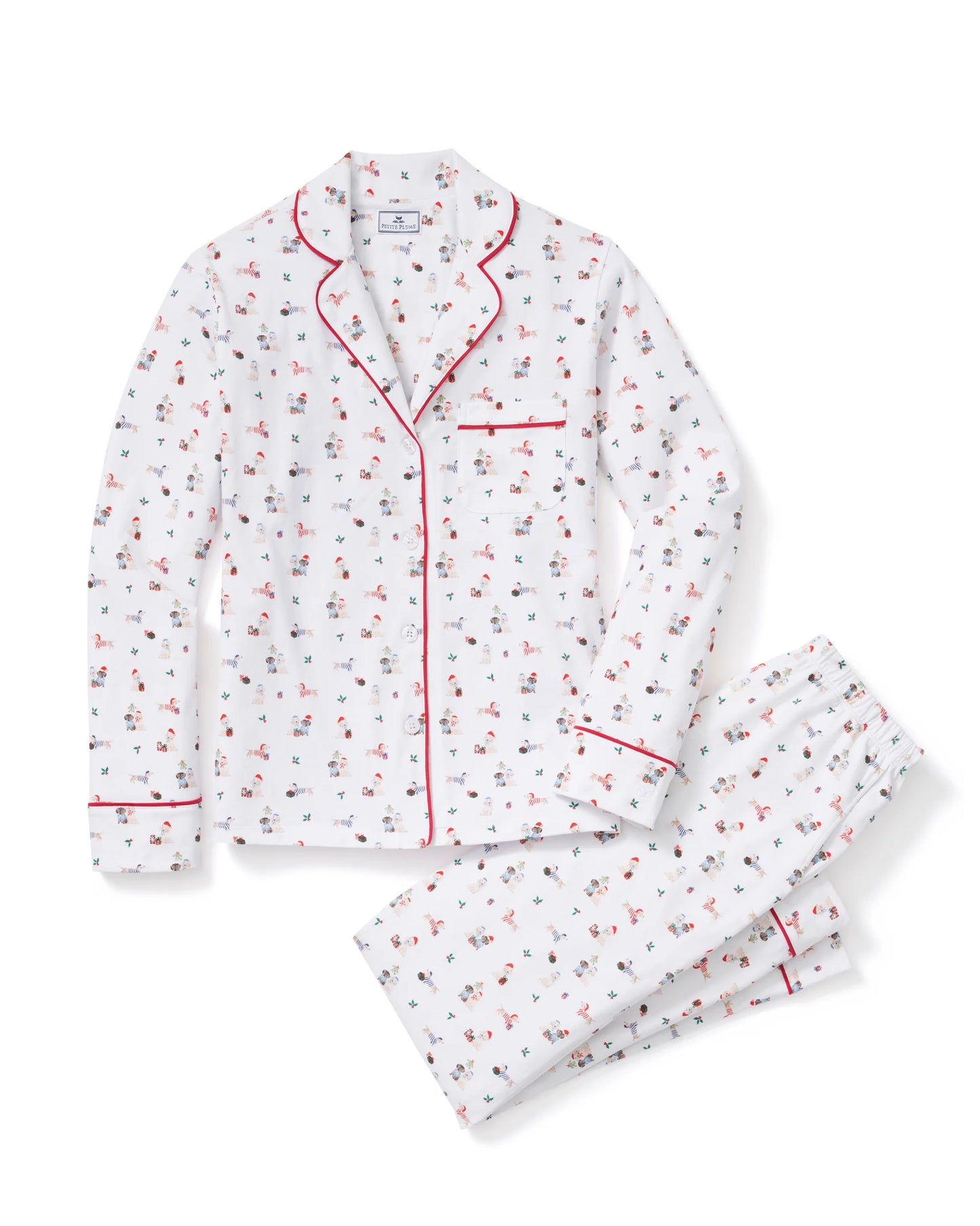 Women's Pima Pajama Set in Woof de Noël - Petite Plume