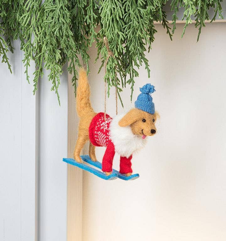 Winter Dog on Sled Ornament