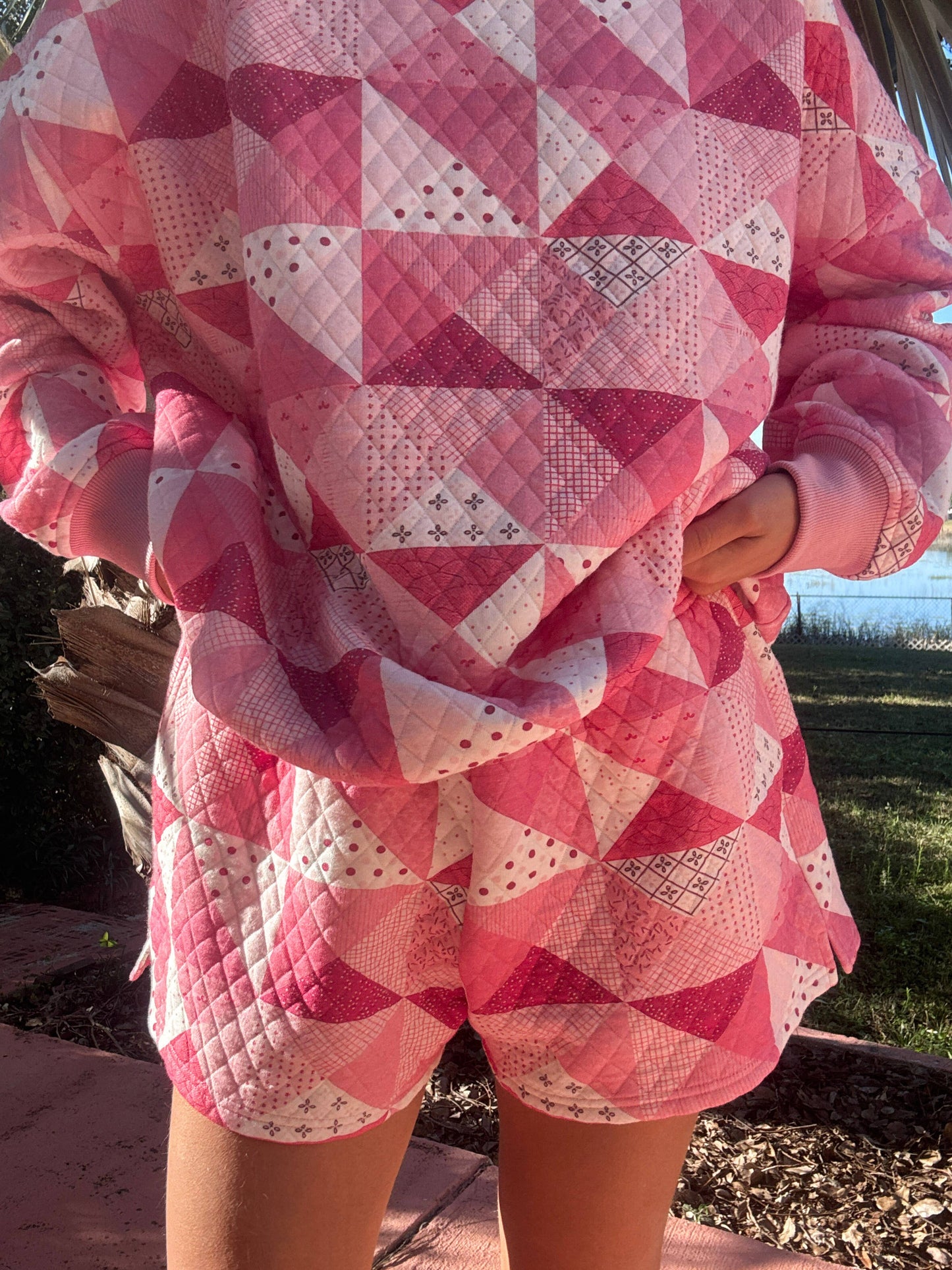 Pink Patchwork Quilted Shorts