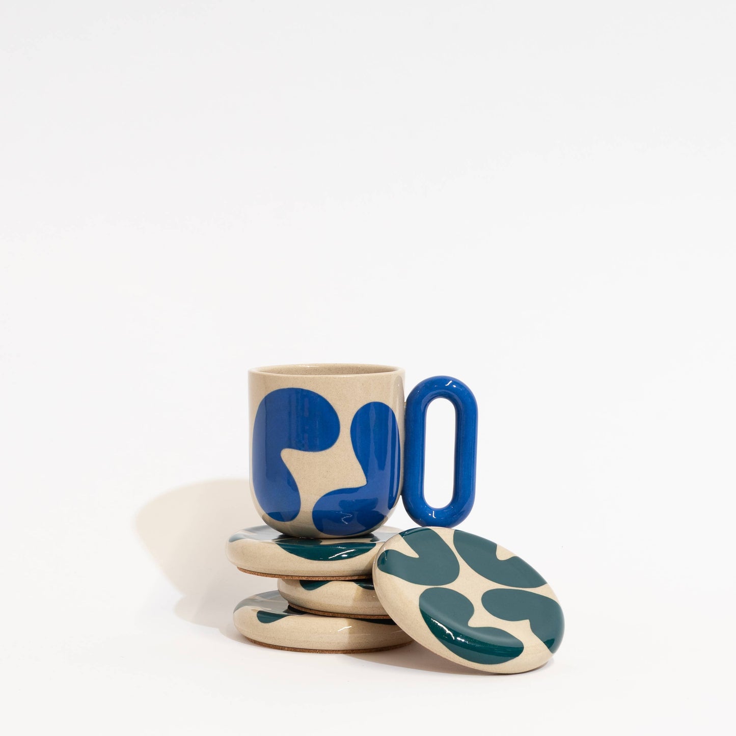 Coaster 4-Set - Blobs - Teal