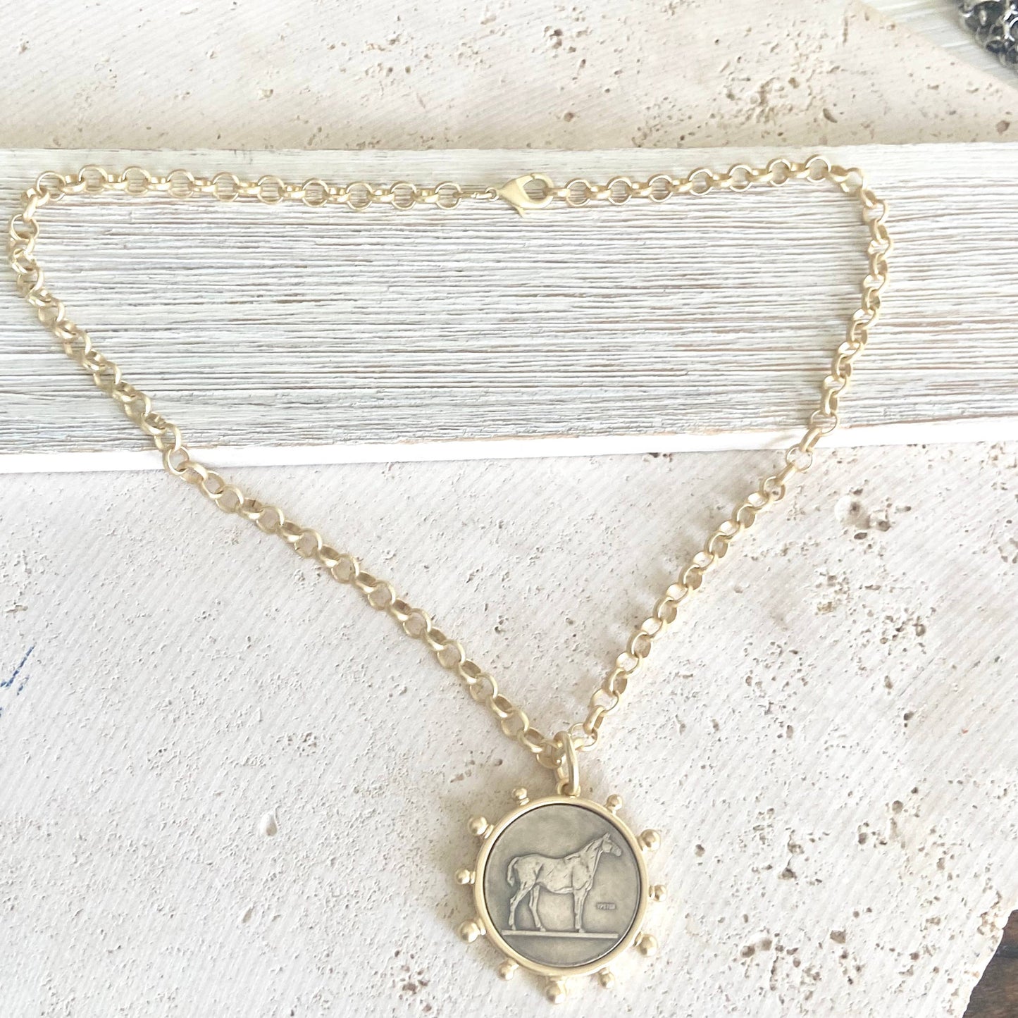 Matte Gold Horse Necklace
