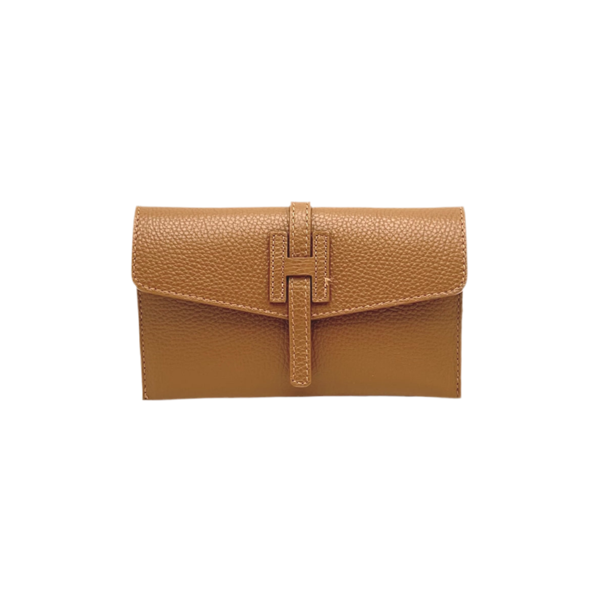Genuine Leather H Wallet, Made in Italy - Olive