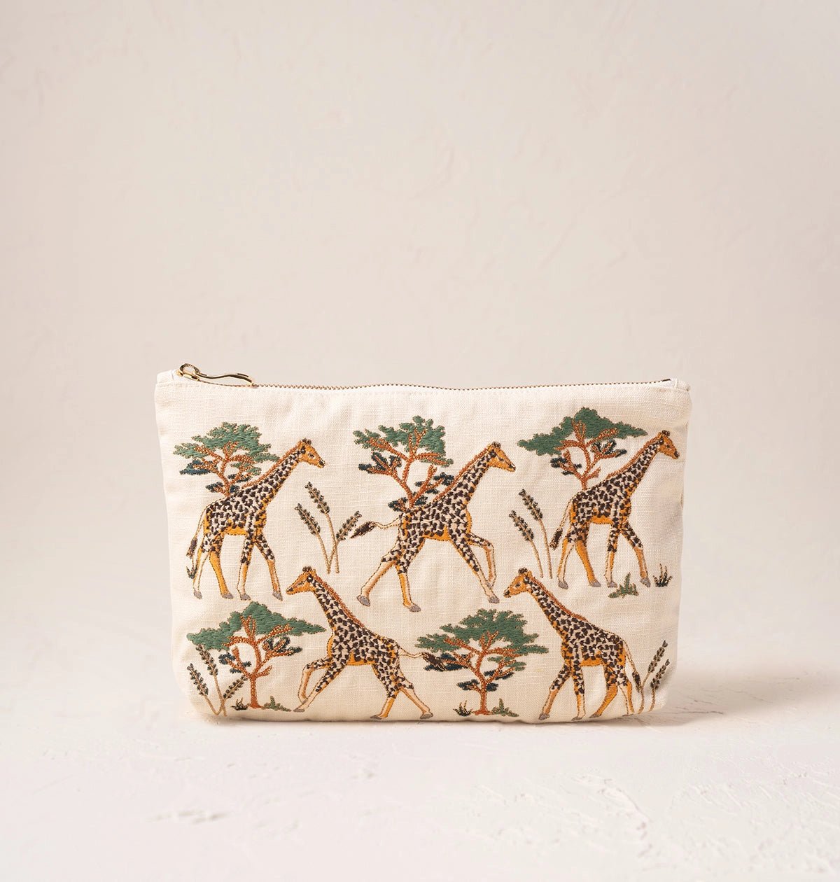 Giraffe Herd Cream Everyday Pouch - Cream - Elizabeth Scarlett