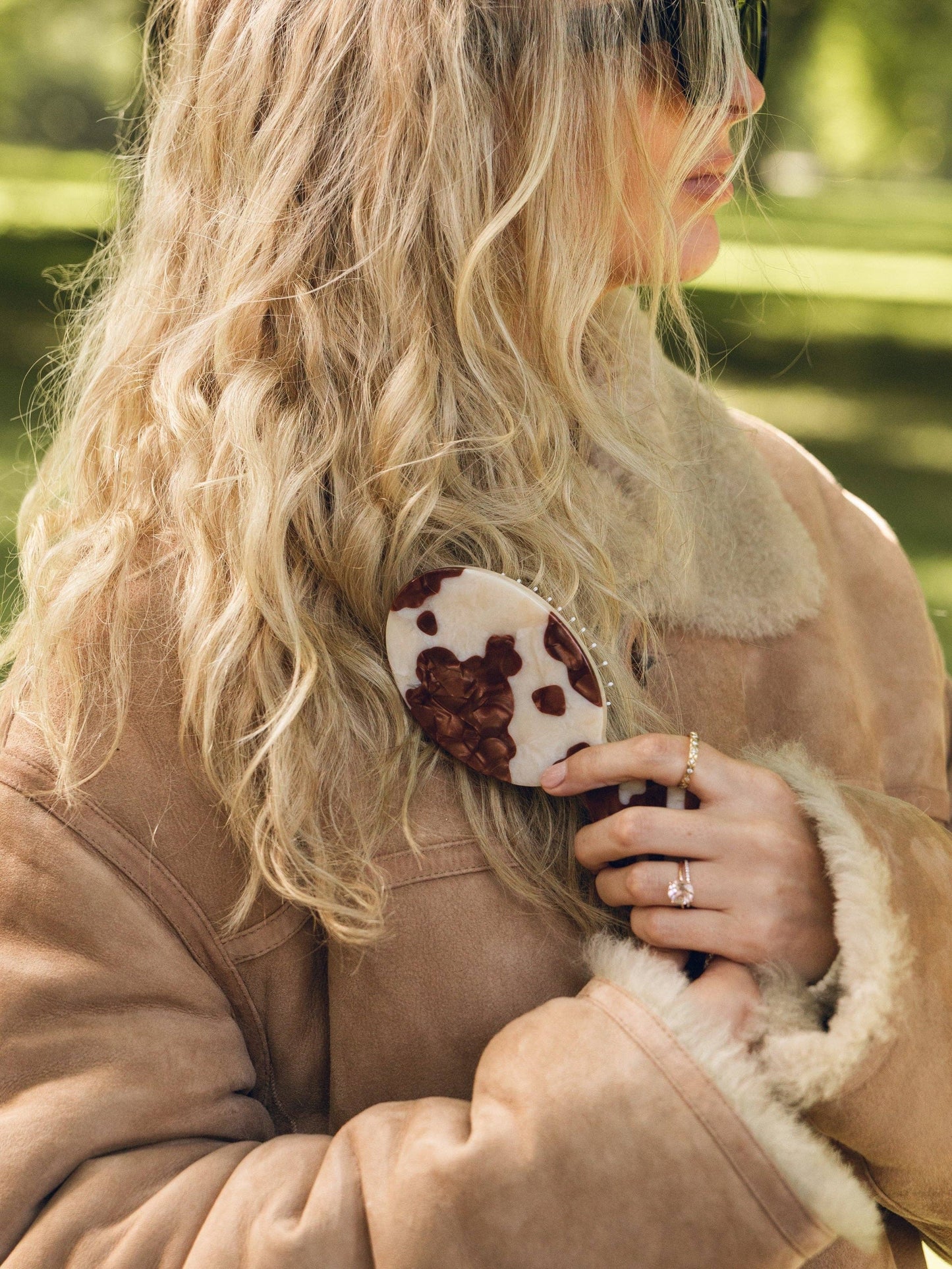 Hand-painted Cowhide Hair Brush