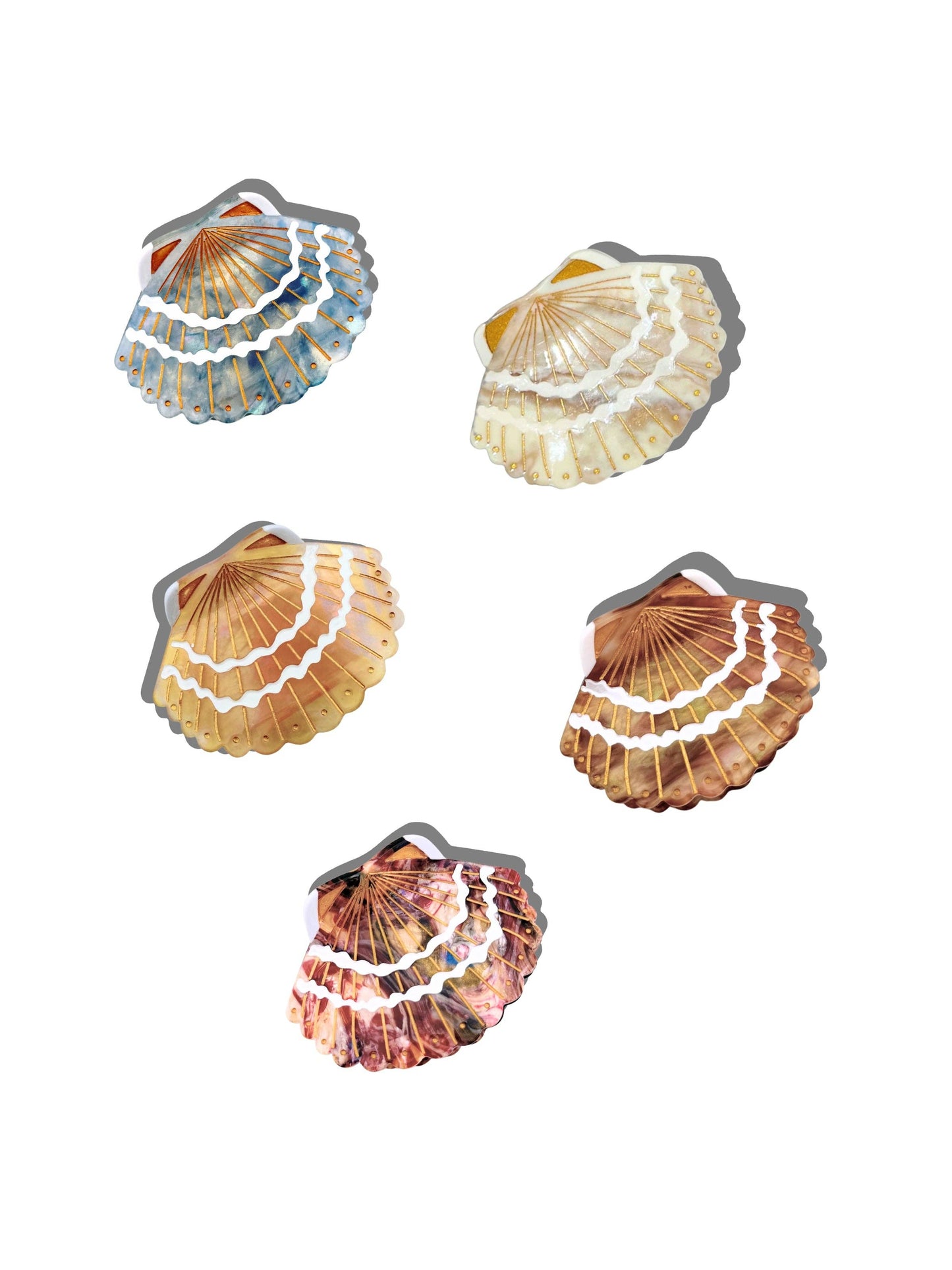 Hand-painted Seashell Claw Hair Clip - Cream