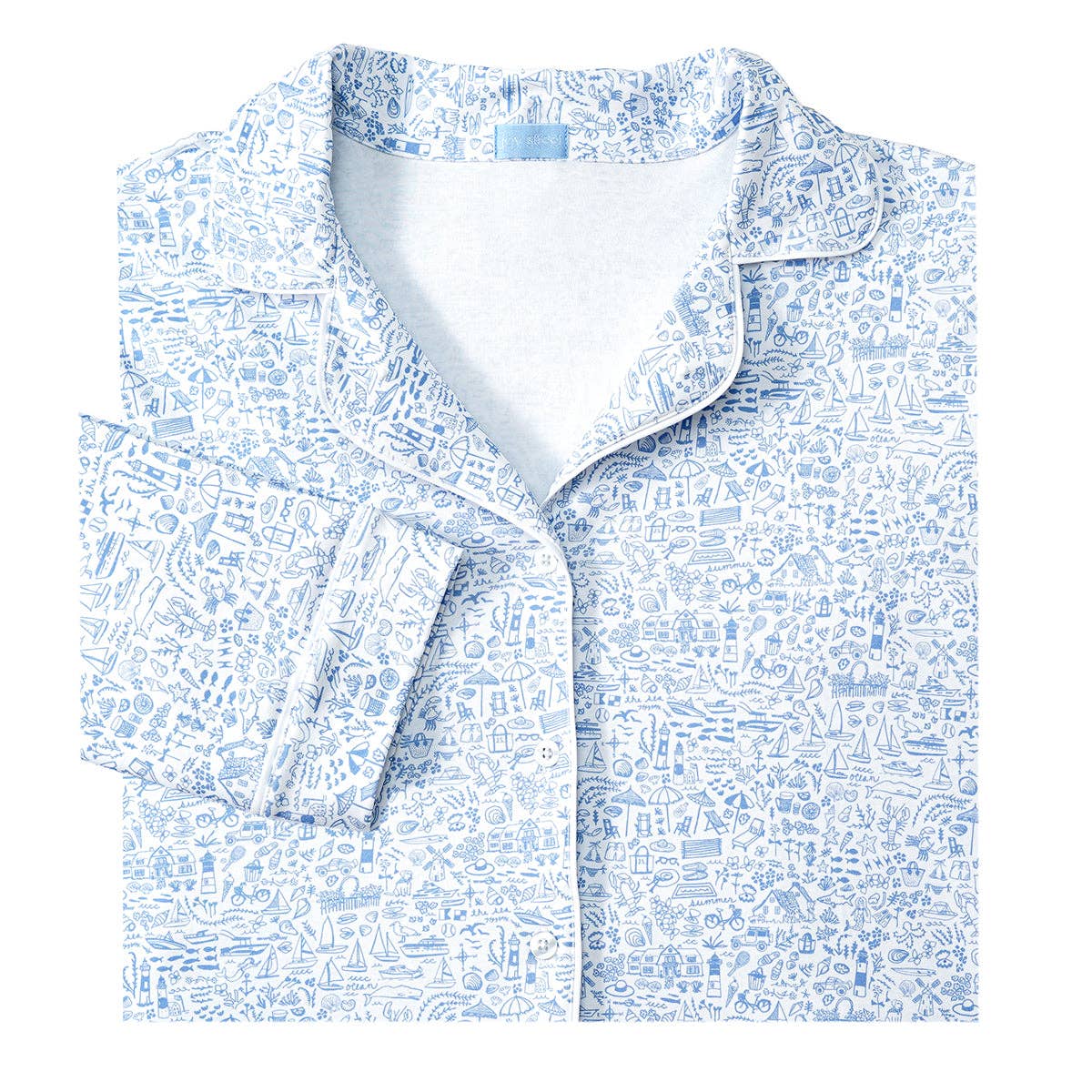 Seaside Women’s Button Front Long Pajama Set - Joy Street