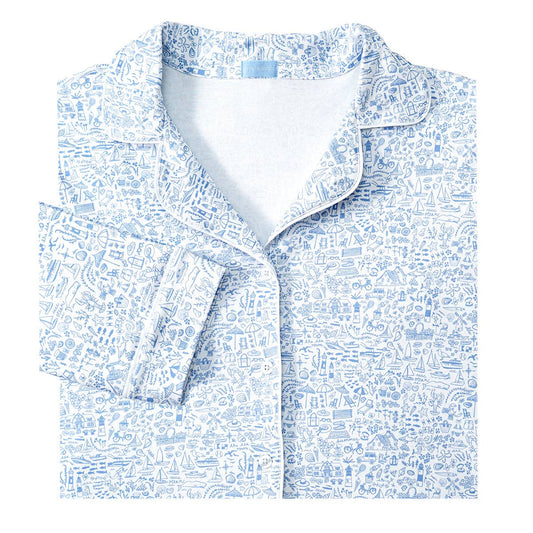 Seaside Women’s Button Front Long Pajama Set - Joy Street