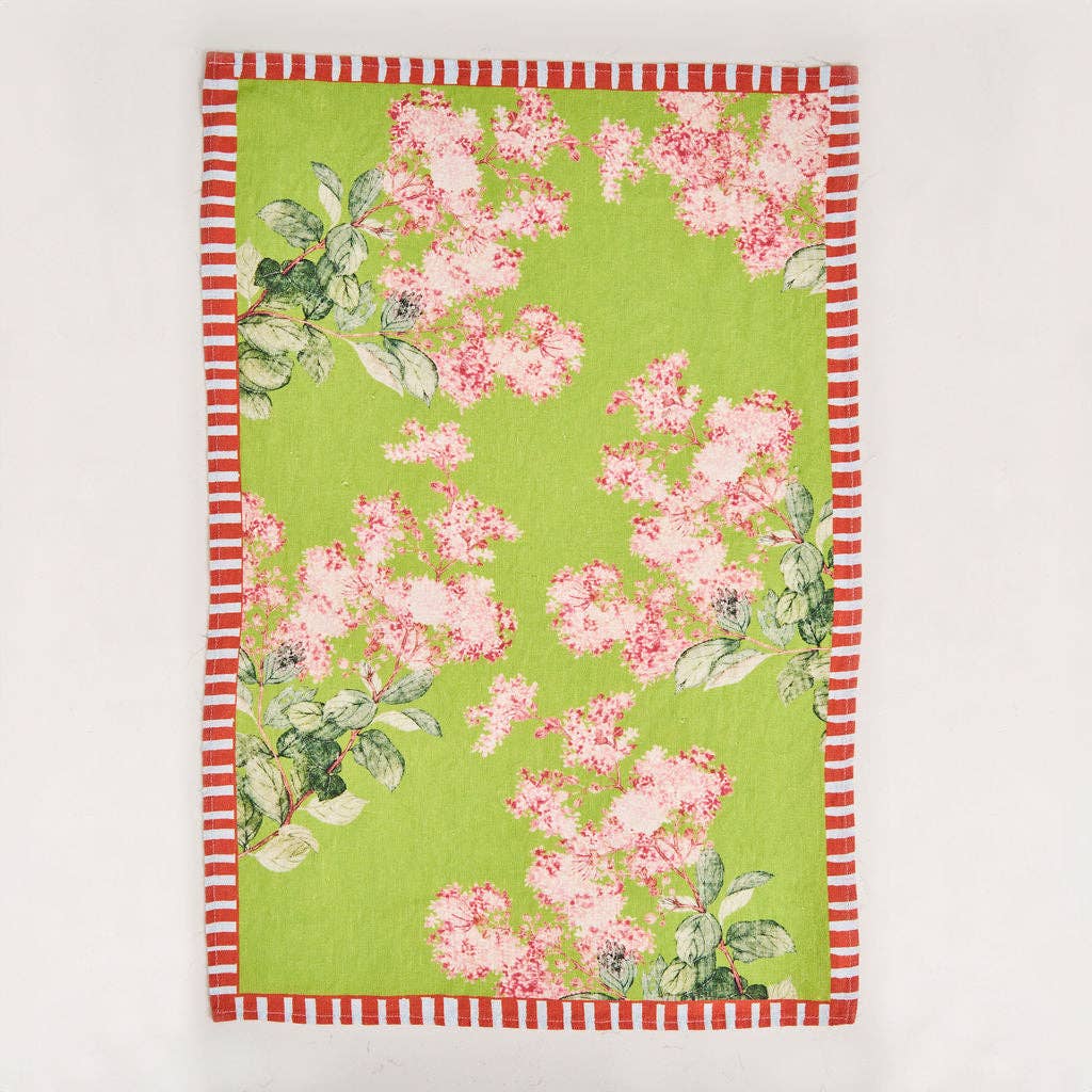 Linen Tea Towel - Hydrangea Green