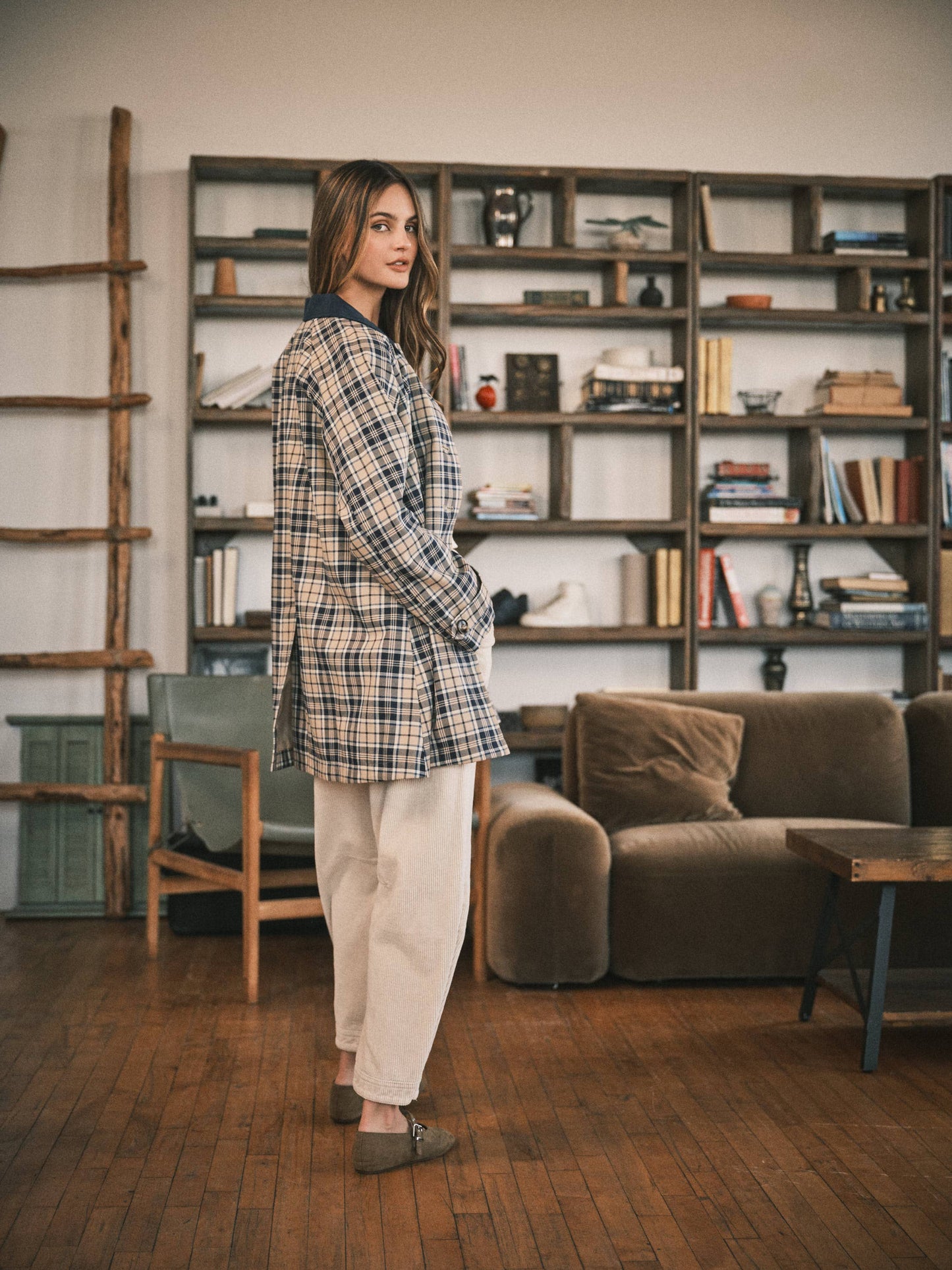 Classic Plaid Midi Trench