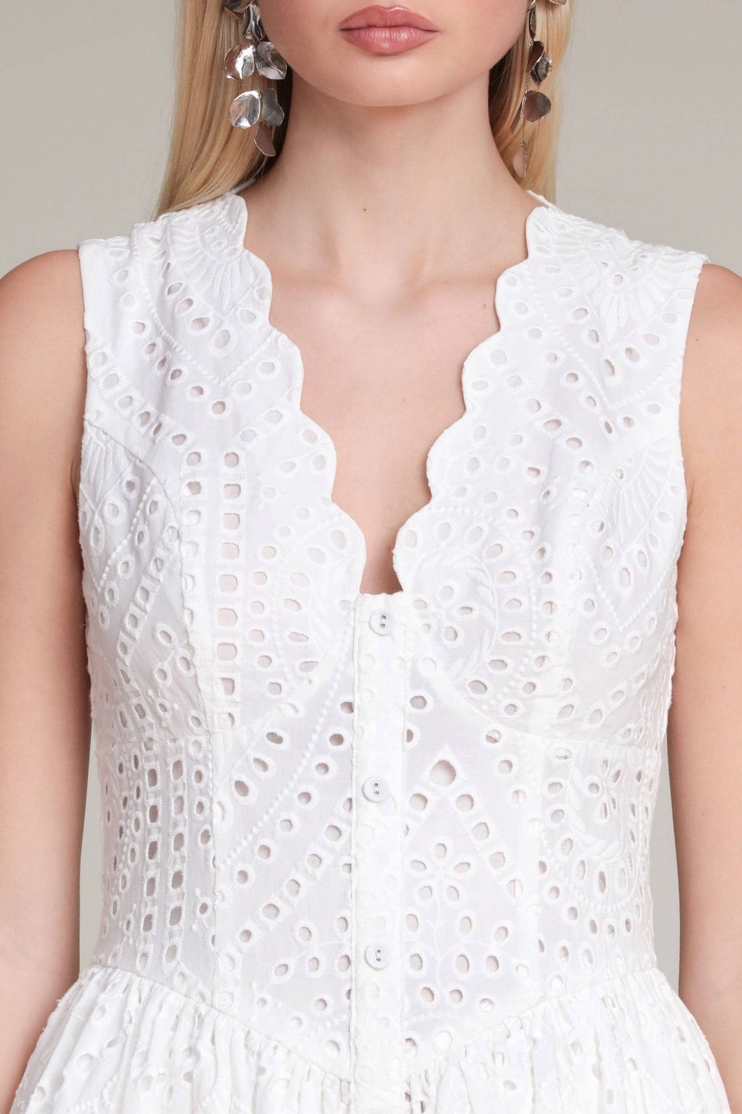 Broderie Anglaise Cotton Midi Dress - White