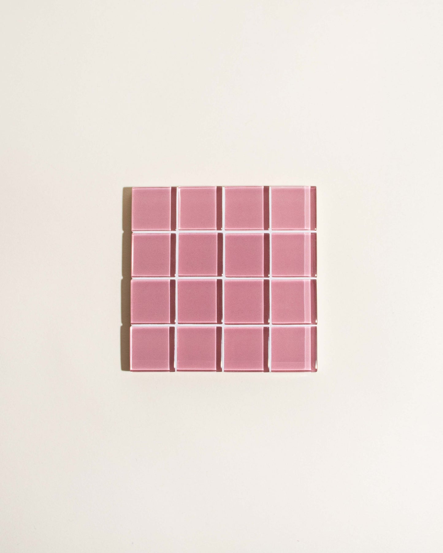 Glass Tile Checkered Coaster - Pink