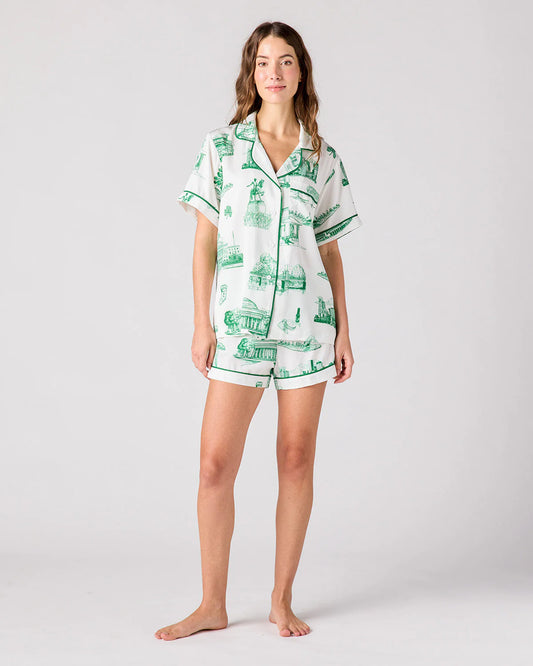 Boston Toile Pajama Shorts Set - Katie Kime