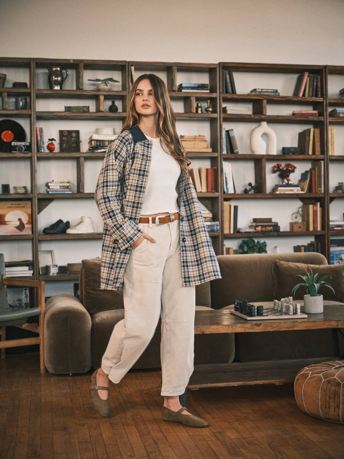 Classic Plaid Midi Trench