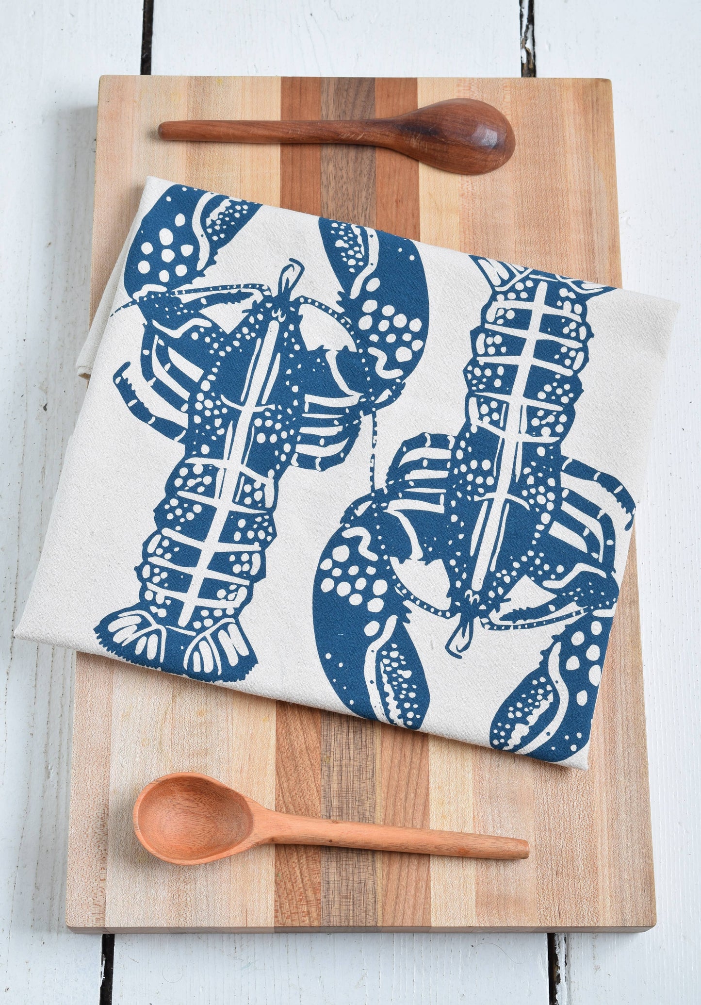 Double Lobster Tea Towel in Navy - Nautical Decor - Kitchen