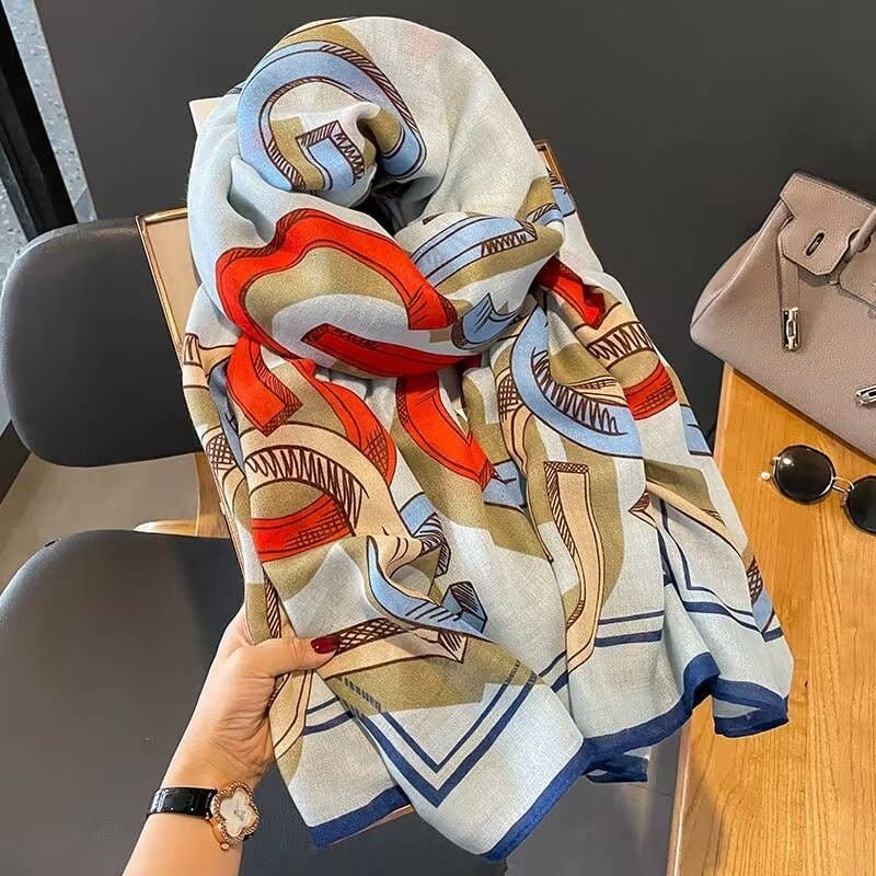 Equestrian Red + Blue Scarf