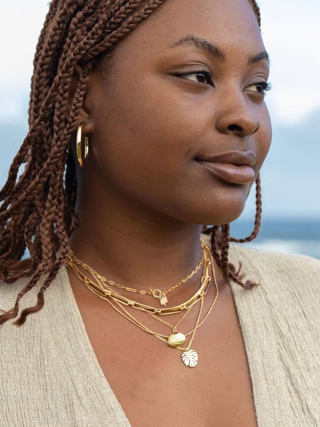 Gold Sea Shell Necklace - 18 in
