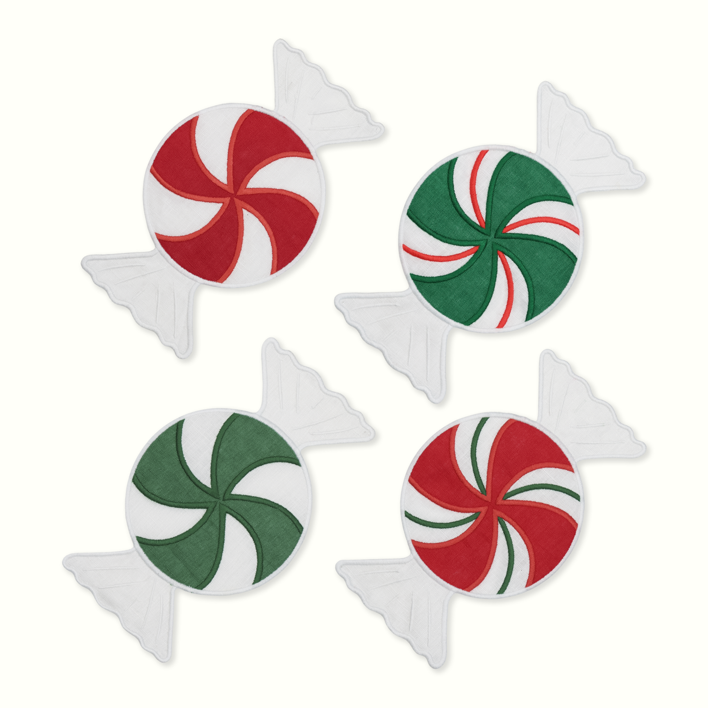 Peppermint Linen Cocktail Napkins - Set of 4