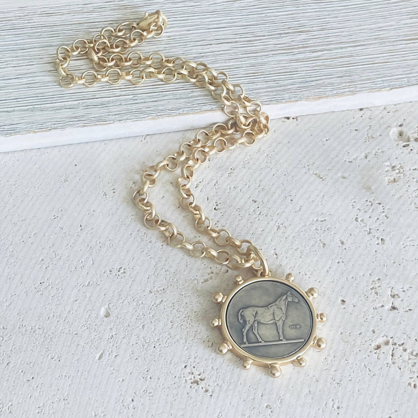 Matte Gold Horse Necklace