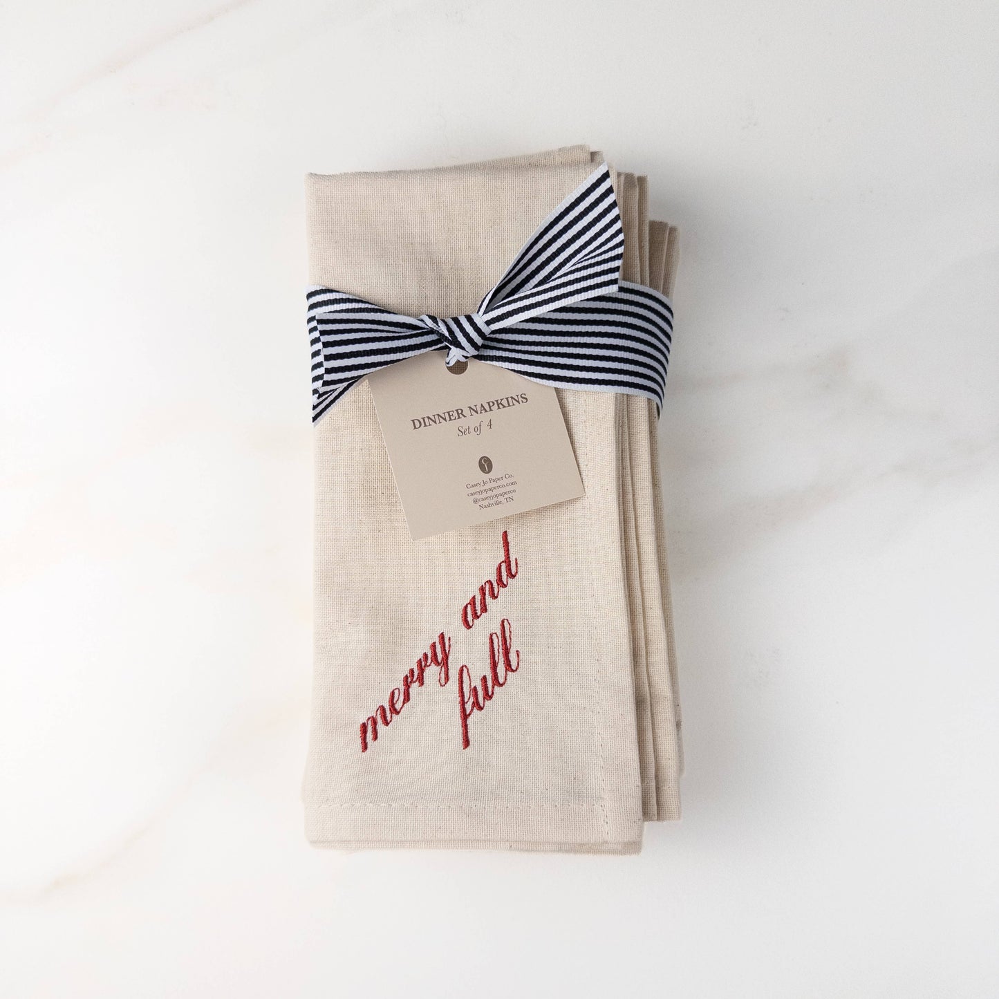 Christmas Table Talk Dinner Napkin Set: White