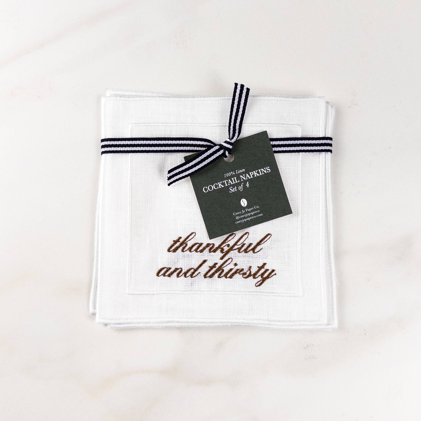 Thanksgiving Sayings Embroidered Cocktail Napkin Set
