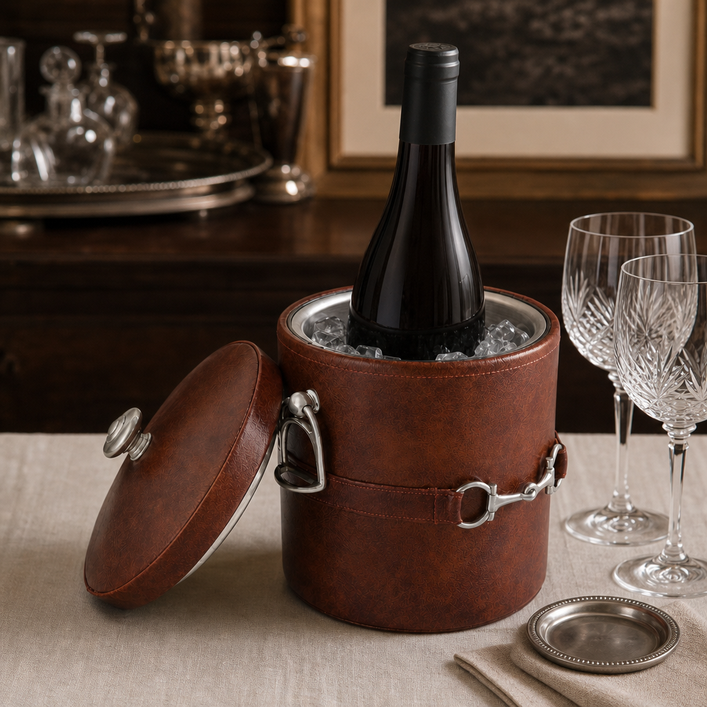 Equestrian Horse Bit Vegan Leather Ice Bucket