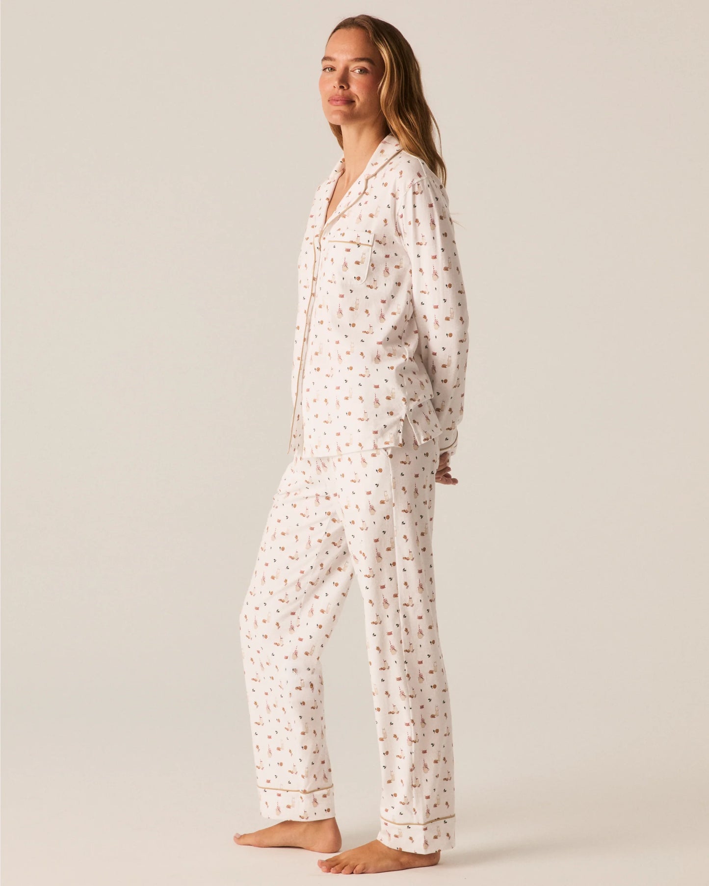 Women's Pima Pajama Set in Yuletide Treats - Petite Plume