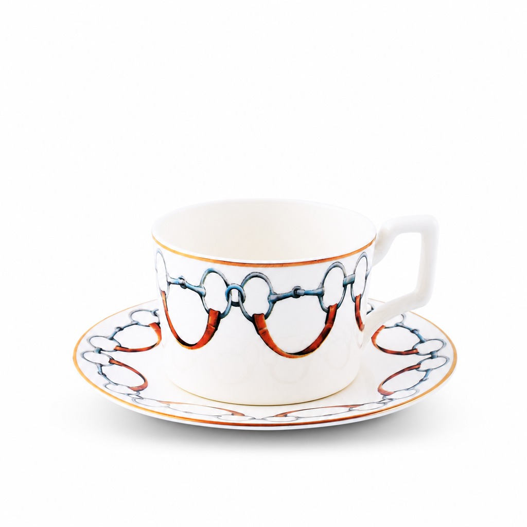 Wellington Bit Pattern Bone China Cup and Saucer