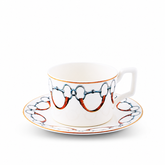 Wellington Bit Pattern Bone China Cup and Saucer