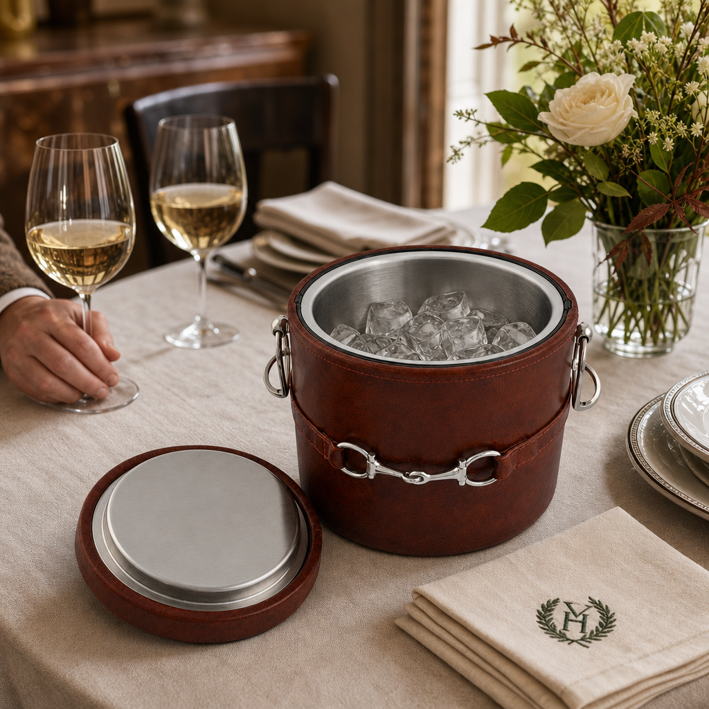 Equestrian Horse Bit Vegan Leather Ice Bucket