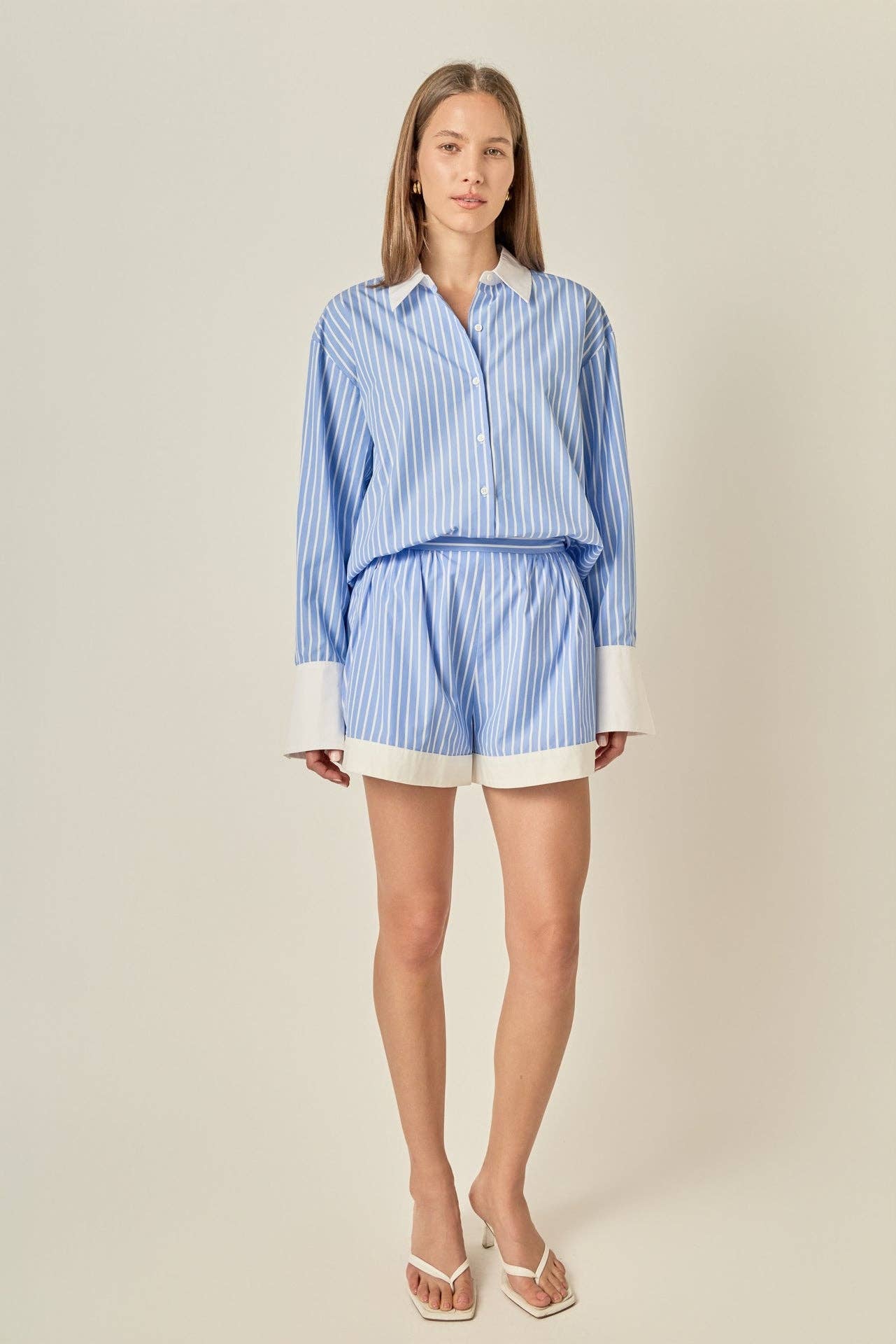 Oversize Stripe Contrast Color Shirt - English Factory
