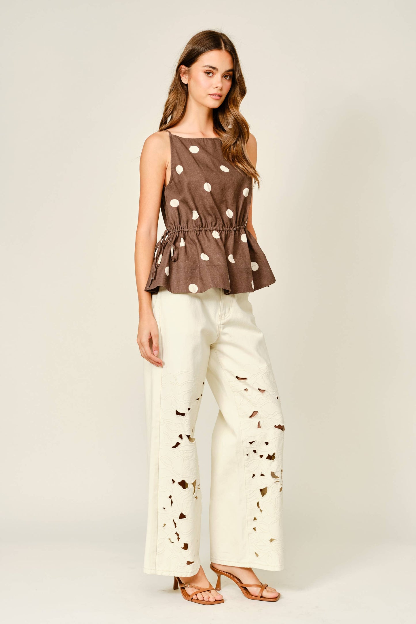 Embroidered Straight Jeans - Ivory