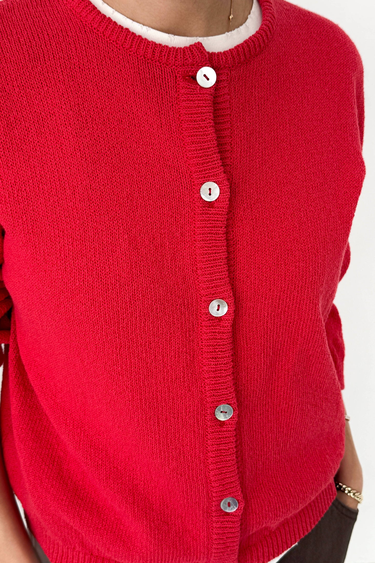 Cotton Leila Cardigan - Red - Le Bon Shoppe