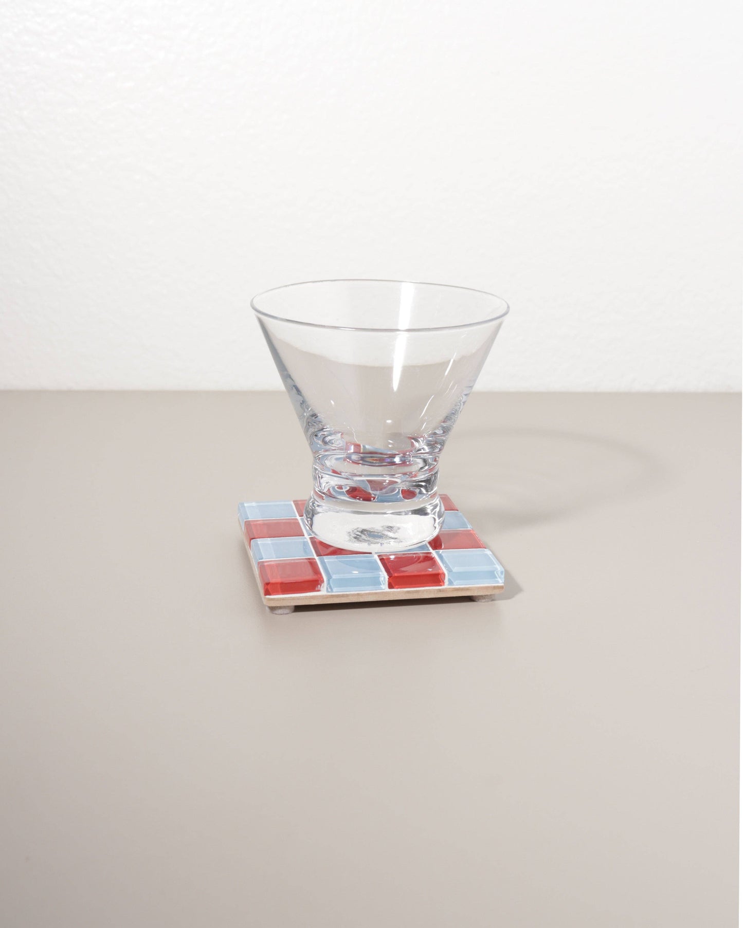 Glass Tile Checkered Coaster - Red + Blue