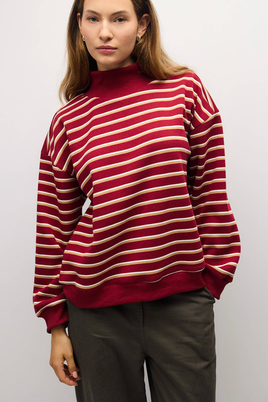The Charlie Sweater Mock Sweatshirt - Red