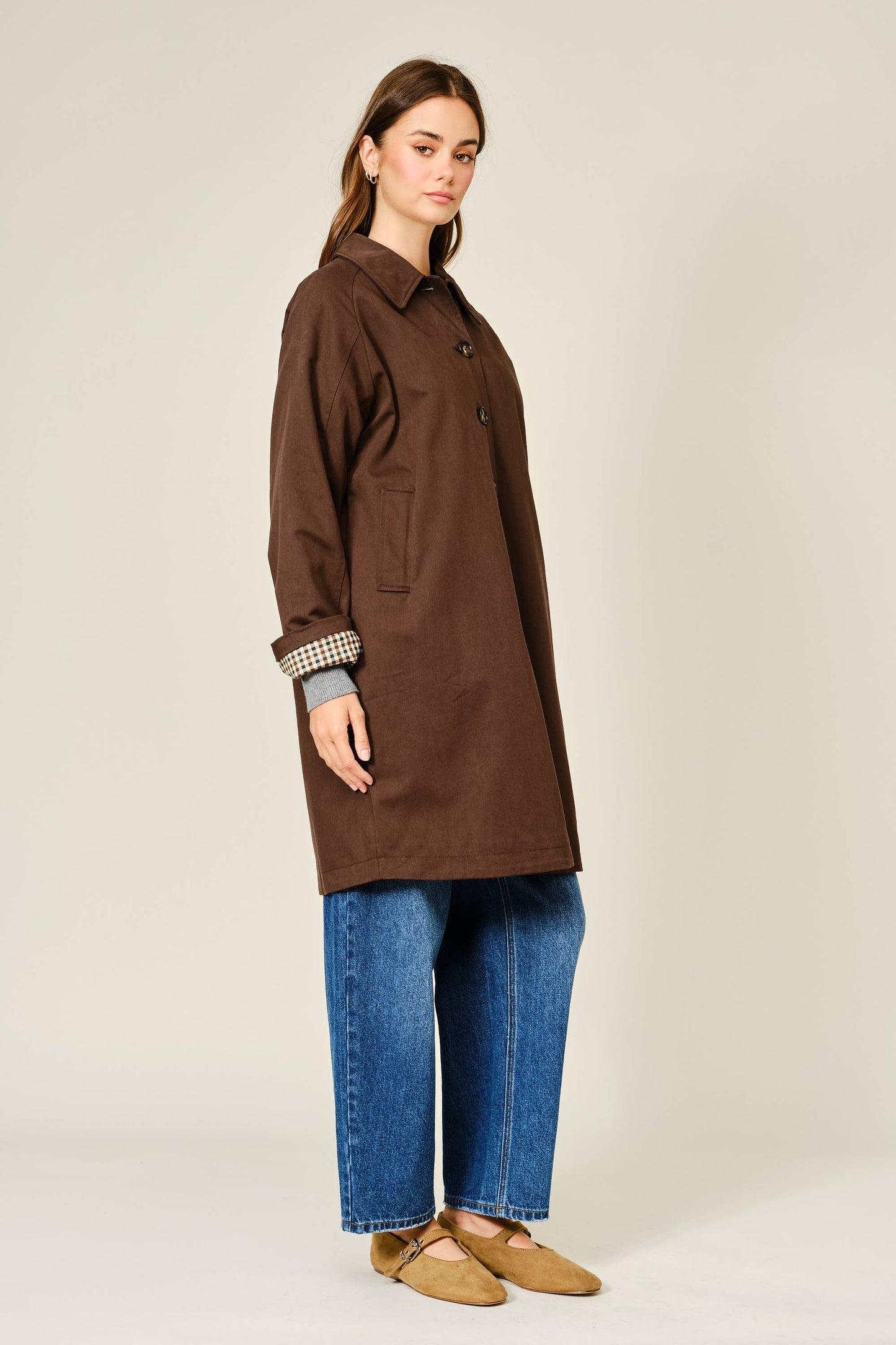 Midi Trench Coat - Brown