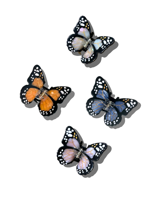 Hand-painted Mini Monarch Butterfly Hair Claw - Baby Blue