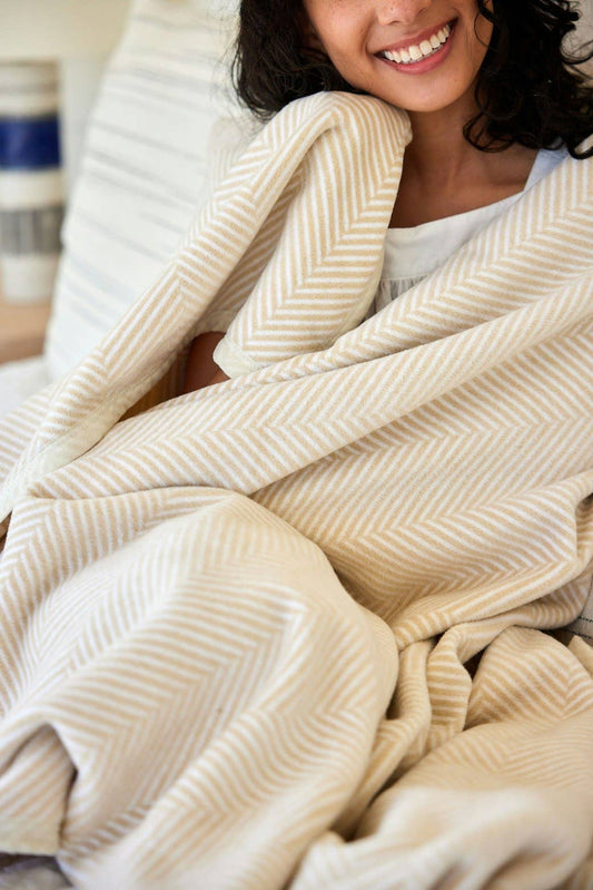 Harborview Herringbone Cream Blanket - Original