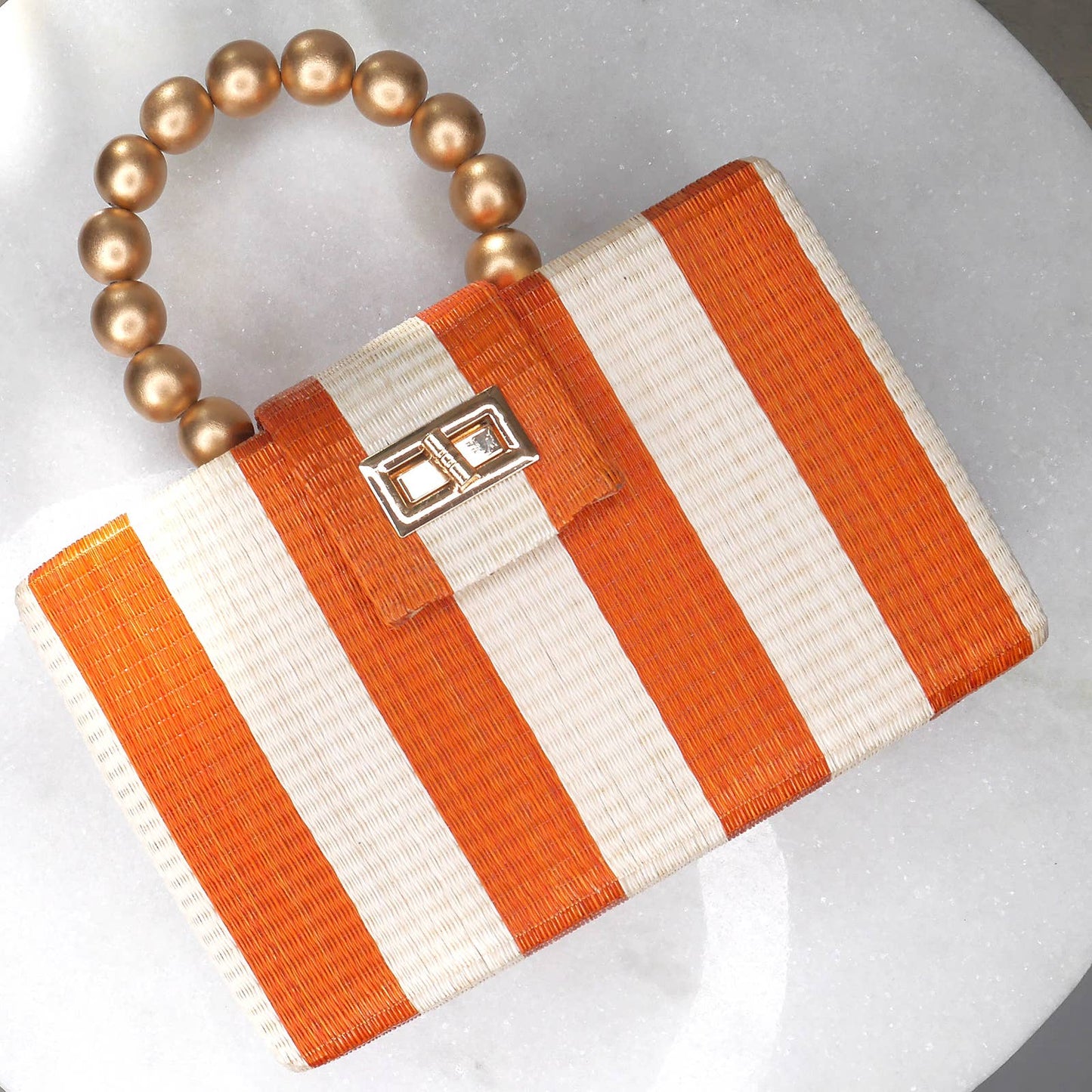 Orange Stripe Clutch Bag - Soli + Sun