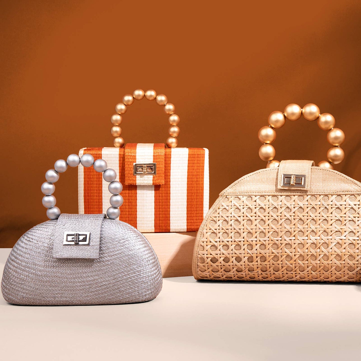 Orange Stripe Clutch Bag - Soli + Sun