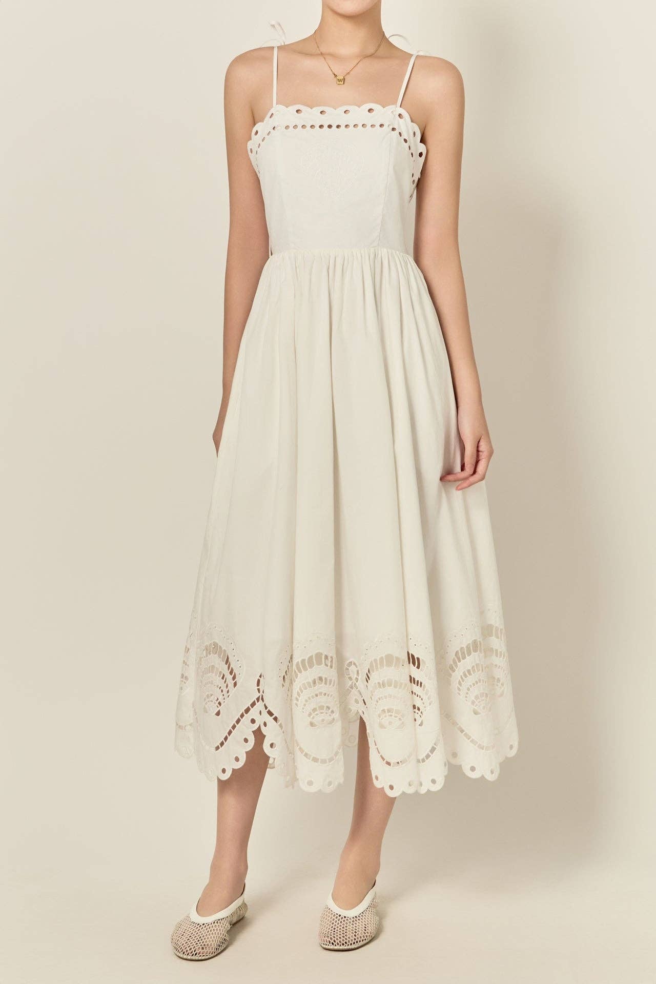 Sea Shell Eyelet Midi Dress - English Factory