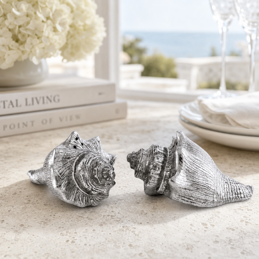 Pewter Conch Shells Salt & Pepper Set