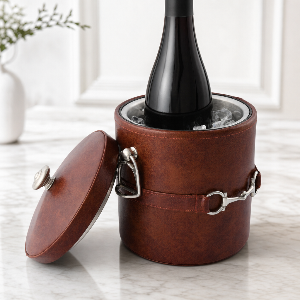Equestrian Horse Bit Vegan Leather Ice Bucket