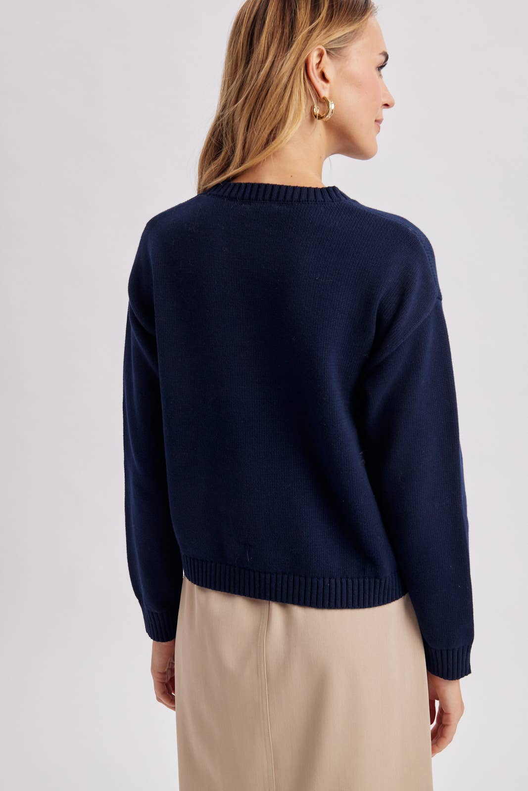 Golden Retriever Knit Crewneck Sweater - Navy
