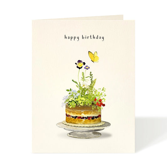 Birthday Cake Butterfly Flowers Greeting Card - Felix Doolittle