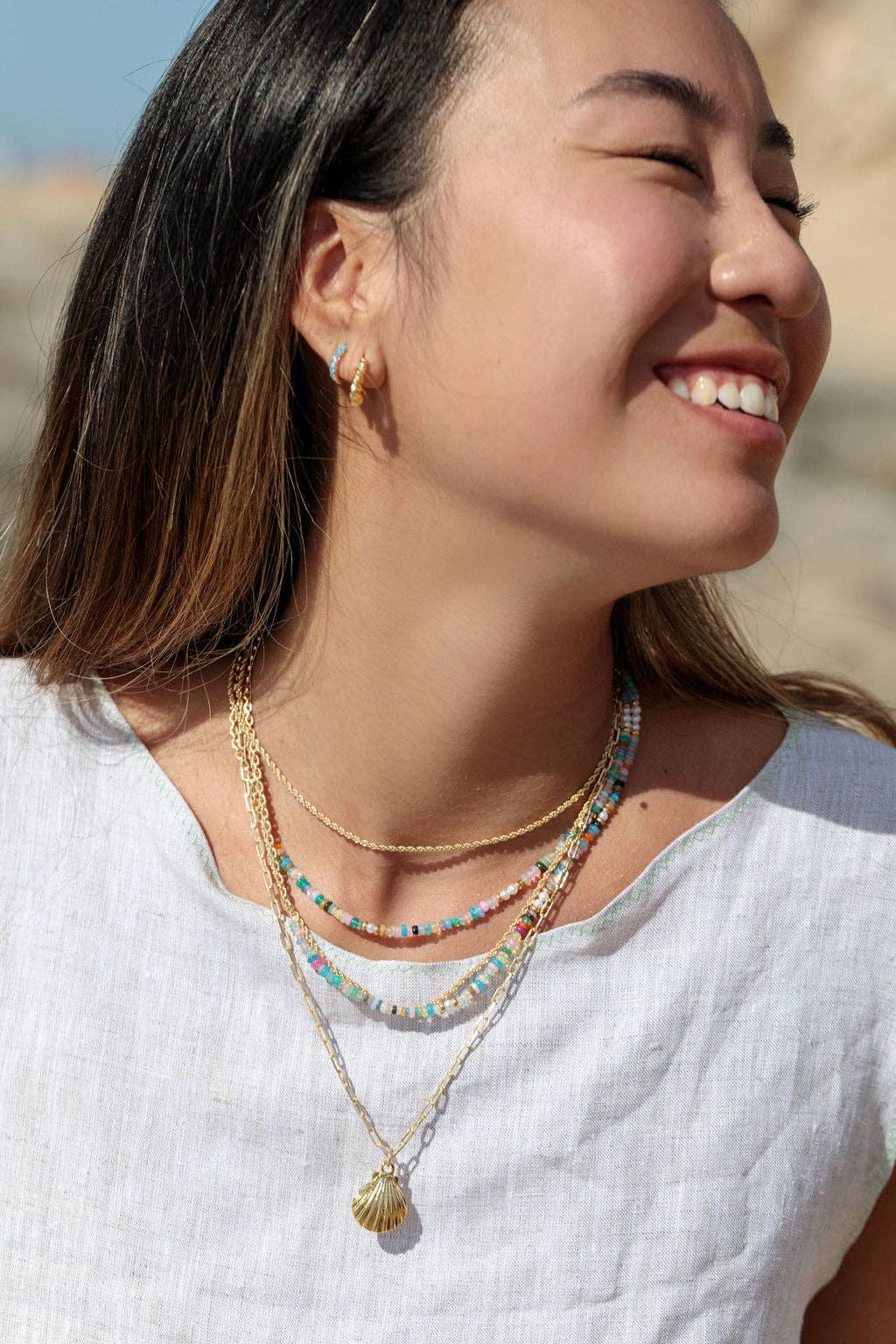 Gold Scallop Shell Necklace - 18 in