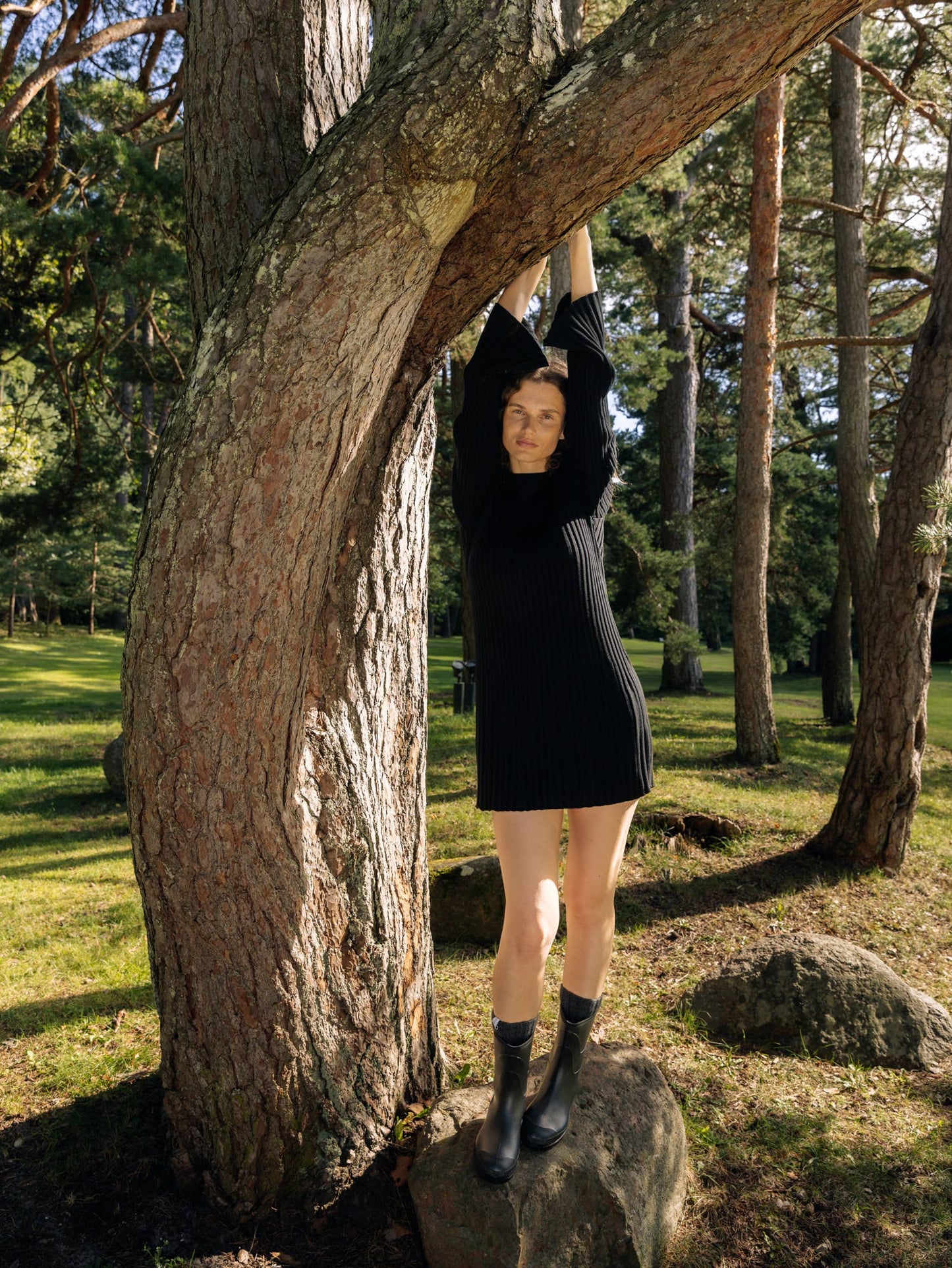 Aušra Black Cotton Mini Dress - Knotty Ones