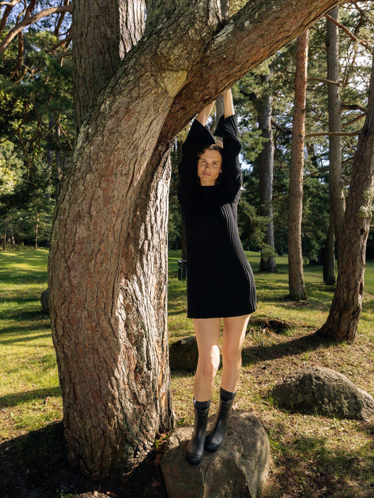 Aušra Black Cotton Mini Dress - Knotty Ones