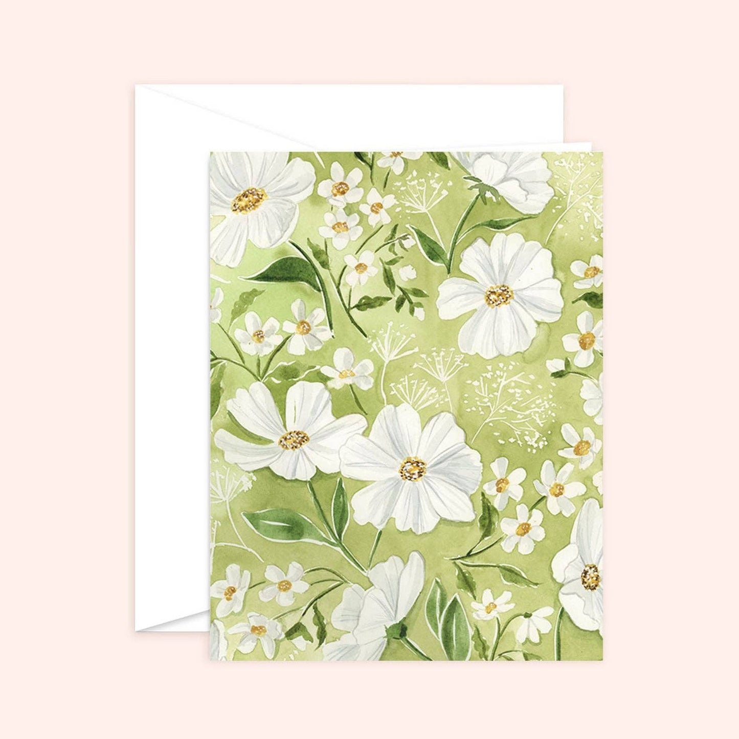 Garden Greens and Daisies Card